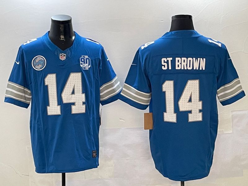 Men Detroit Lions #14 St Brown Blue three generations 2024 Nike Limited NFL Jersey style 01024